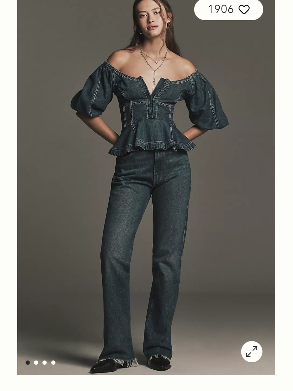 NWOT Anthropologie PILCRO Denim Off-Shoulder  Women's Jeans Top - Sz XL